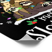 Merry Slothmas Cute Xmas Sloth Santa Hat Christmas Poster (Ecke)