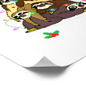 Merry Slothmas Cute Xmas Sloth Santa Hat Christmas Poster (Ecke)