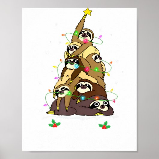 Merry Slothmas Cute Xmas Sloth Santa Hat Christmas Poster (Vorne)