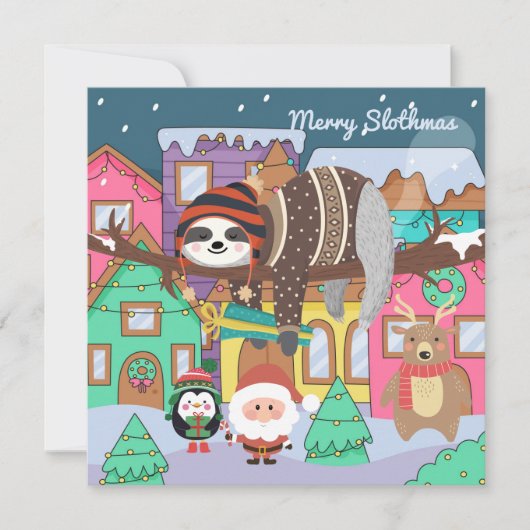 Merry Slothmas Feiertagskarte (Vorderseite)