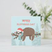 Merry Slothmas Feiertagskarte (Stehend Vorderseite)