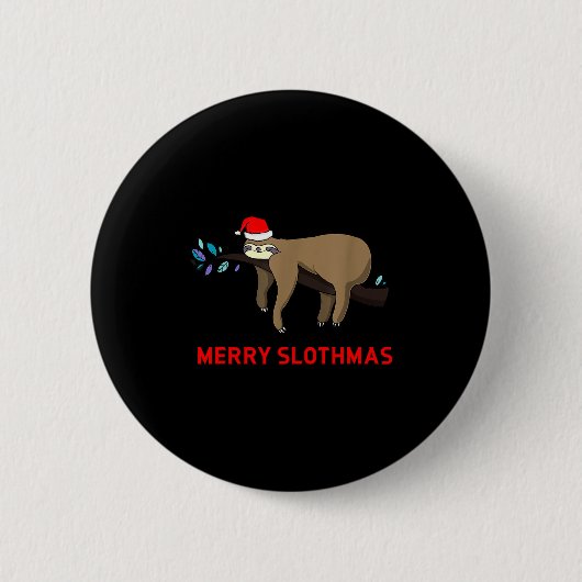 Merry Slothmas Funny Sloth Christmas Button (Vorderseite)