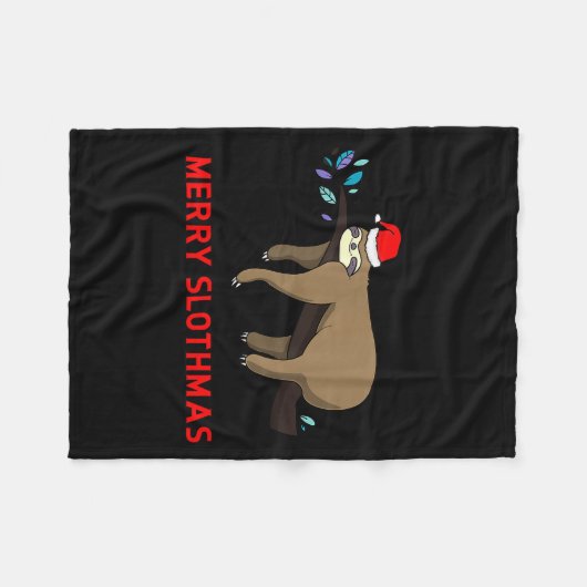 Merry Slothmas Funny Sloth Christmas Fleecedecke (Vorderseite (Horizontal))