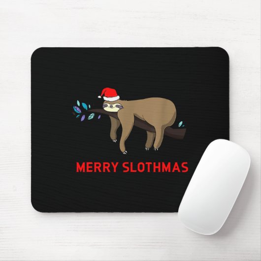 Merry Slothmas Funny Sloth Christmas Mousepad (Mit Mouse)