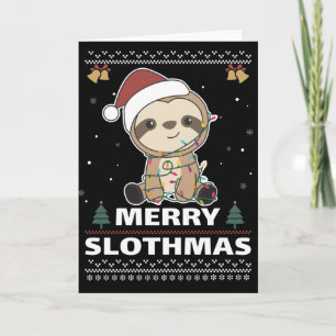 Merry Slothmas Funny Sloth Christmas Puff Karte