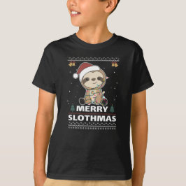 Merry Slothmas Funny Sloth Christmas Puff T-Shirt