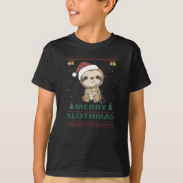 Merry Slothmas Funny Sloth Christmas Puff T-Shirt