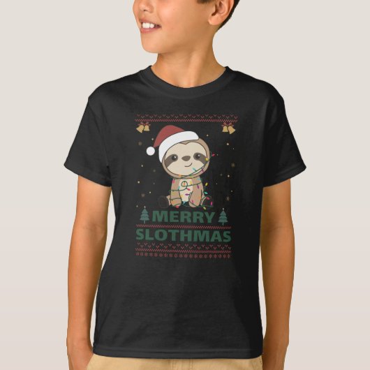 Merry Slothmas Funny Sloth Christmas Puff T-Shirt (Vorderseite)