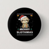Merry Slothmas Funny Sloth Christmas Pun Button (Vorderseite)