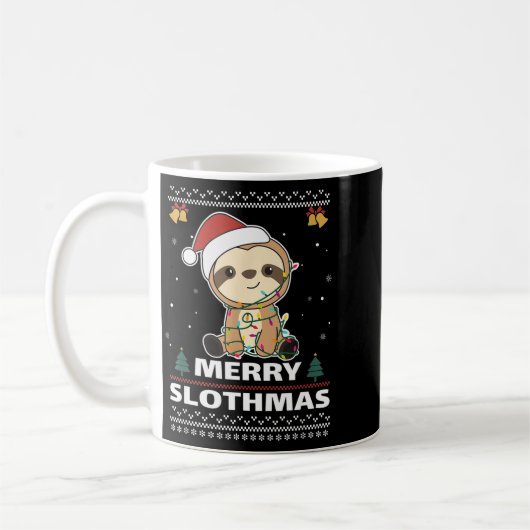 Merry Slothmas Funny Sloth Christmas Pun Kaffeetasse (Links)