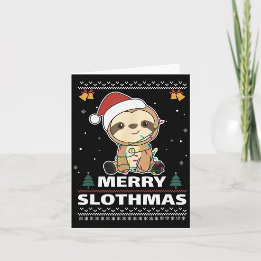 Merry Slothmas Funny Sloth Christmas Pun Karte (Vorderseite)