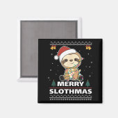 Merry Slothmas Funny Sloth Christmas Pun Magnet (Vorderseite/Rückseite)