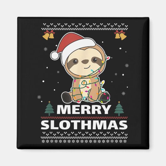 Merry Slothmas Funny Sloth Christmas Pun Magnet (Vorne)