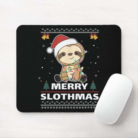 Merry Slothmas Funny Sloth Christmas Pun Mousepad (Mit Mouse)
