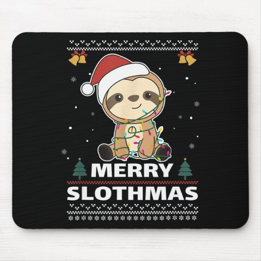 Merry Slothmas Funny Sloth Christmas Pun Mousepad (Vorne)