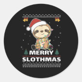 Merry Slothmas Funny Sloth Christmas Pun Runder Aufkleber (Vorderseite)