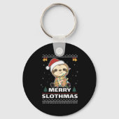 Merry Slothmas Funny Sloth Christmas Pun Schlüsselanhänger (Vorderseite)
