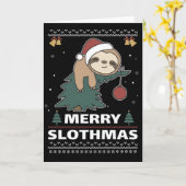 Merry Slothmas Funny Sloth Christmas Puppenkarte Karte (Gelbe Blume)