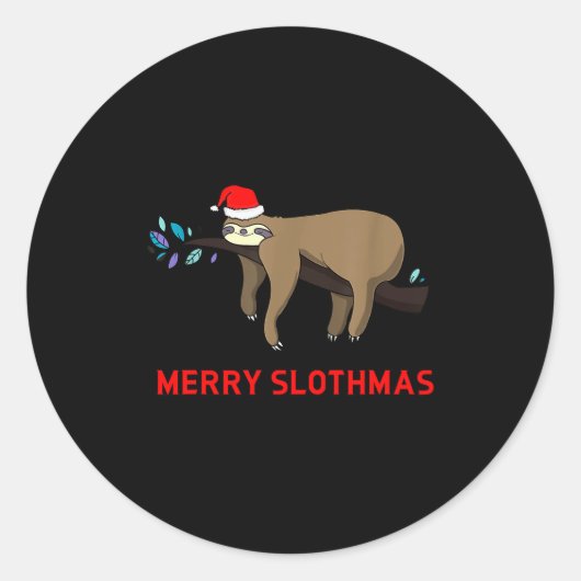 Merry Slothmas Funny Sloth Christmas Runder Aufkleber (Vorderseite)