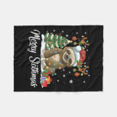 Merry Slothmas Funny Sloth Christmas Tree Lights X Fleecedecke (Vorderseite (Horizontal))