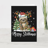 Merry Slothmas Funny Sloth Christmas Tree Lights X Karte (Vorderseite)