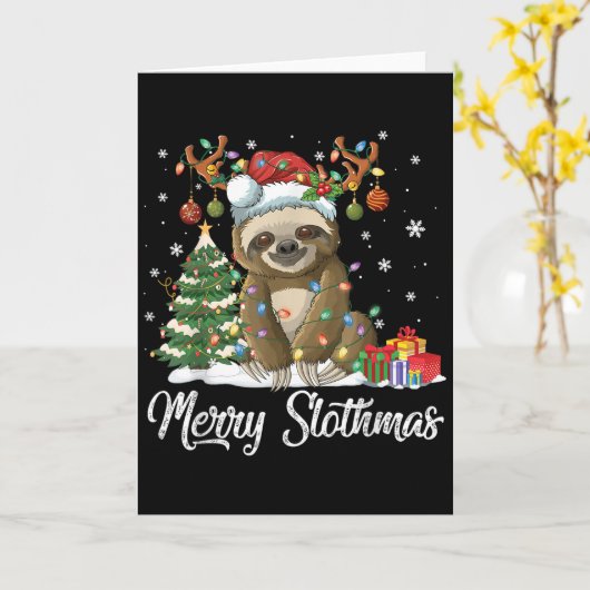 Merry Slothmas Funny Sloth Christmas Tree Lights X Karte (Gelbe Blume)