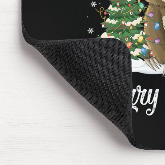 Merry Slothmas Funny Sloth Christmas Tree Lights X Mousepad (Ecke)