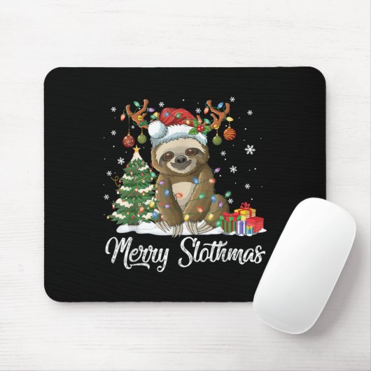 Merry Slothmas Funny Sloth Christmas Tree Lights X Mousepad (Mit Mouse)
