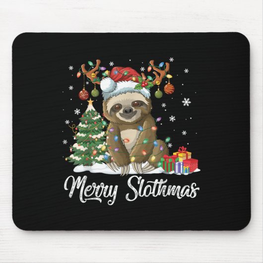 Merry Slothmas Funny Sloth Christmas Tree Lights X Mousepad (Vorne)
