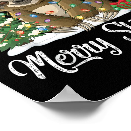 Merry Slothmas Funny Sloth Christmas Tree Lights X Poster (Ecke)