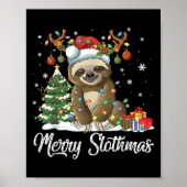 Merry Slothmas Funny Sloth Christmas Tree Lights X Poster (Vorne)