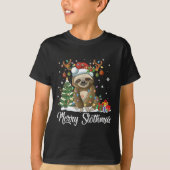 Merry Slothmas Funny Sloth Christmas Tree Lights X T-Shirt (Vorderseite)