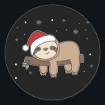 Merry Slothmas Funny Sloth für Christmas Classic R Runder Aufkleber<br><div class="desc">Merry Slothmas - Nizza Christmas with a sloth. Funny pun with slot and christmas. In Sweet Christmas for fault lover. The sloth carries a Christmas hat</div>