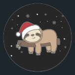 Merry Slothmas Funny Sloth für Christmas Classic R Runder Aufkleber<br><div class="desc">Merry Slothmas - Nizza Christmas with a sloth. Funny pun with slot and christmas. In Sweet Christmas for fault lover. The sloth carries a Christmas hat</div>