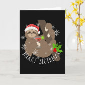 Merry Slothmas Funny Sloth Weihnachtsgeschenk Karte (Gelbe Blume)