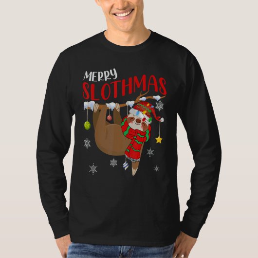 Merry Slothmas Happy Christmas Sloth Noel Snow 2 T-Shirt (Vorderseite)