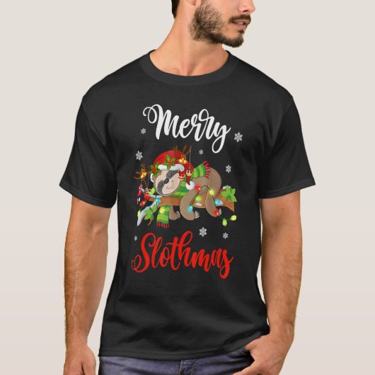 Merry Slothmas Happy Xmas  Sloth Noel Snow T-Shirt (Vorderseite)