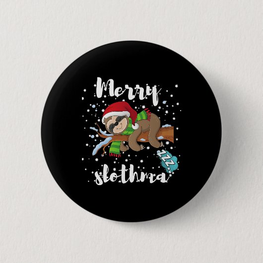 Merry Slothmas Lazy Sloth Lover Xmas Weihnachtsfes Button (Vorderseite)