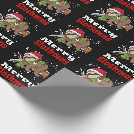 Merry Slothmas Muster Funny Christmas Wrapping Pa Geschenkpapier (Ecke)
