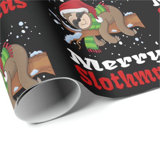 Merry Slothmas Muster Funny Christmas Wrapping Pa Geschenkpapier (Rolleneckpunkt)
