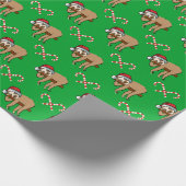 Merry Slothmas | Niedlicher Santa Claus Sloth Geschenkpapier (Ecke)