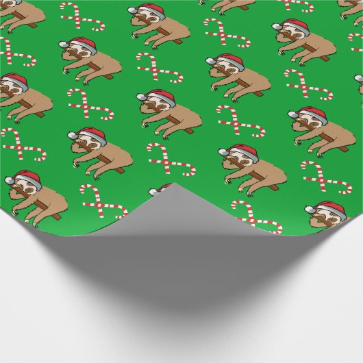 Merry Slothmas | Niedlicher Santa Claus Sloth Geschenkpapier (Ecke)