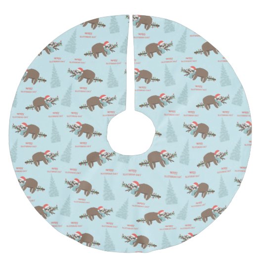 Merry Slothmas Polyester Weihnachtsbaumdecke (Vorderseite)