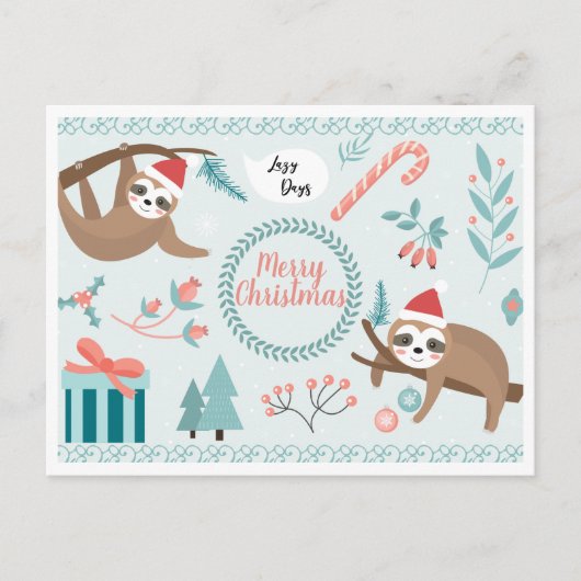 Merry Slothmas Postcard Postkarte (Vorderseite)