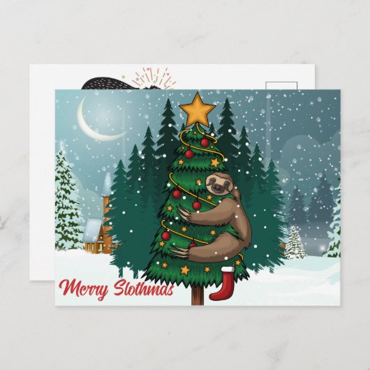 Merry Slothmas Postcard Postkarte (Vorne/Hinten)