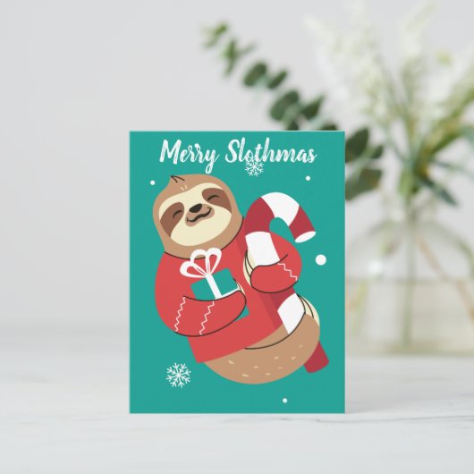 Merry Slothmas Postcard Postkarte (Stehend Vorderseite)