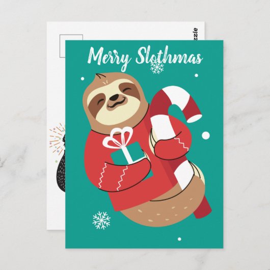 Merry Slothmas Postcard Postkarte (Vorne/Hinten)