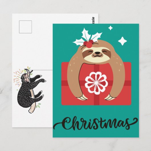 Merry Slothmas Postcard Postkarte (Vorne/Hinten)