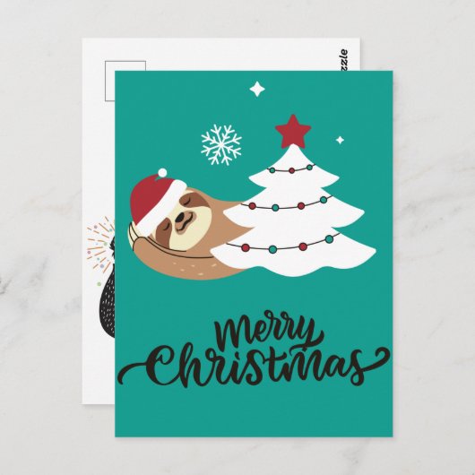 Merry Slothmas Postcard Postkarte (Vorne/Hinten)
