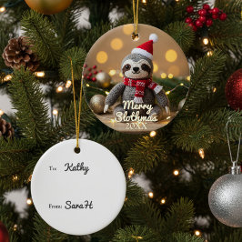 Merry Slothmas Santa Sloth Personalized Keramik Ornament
